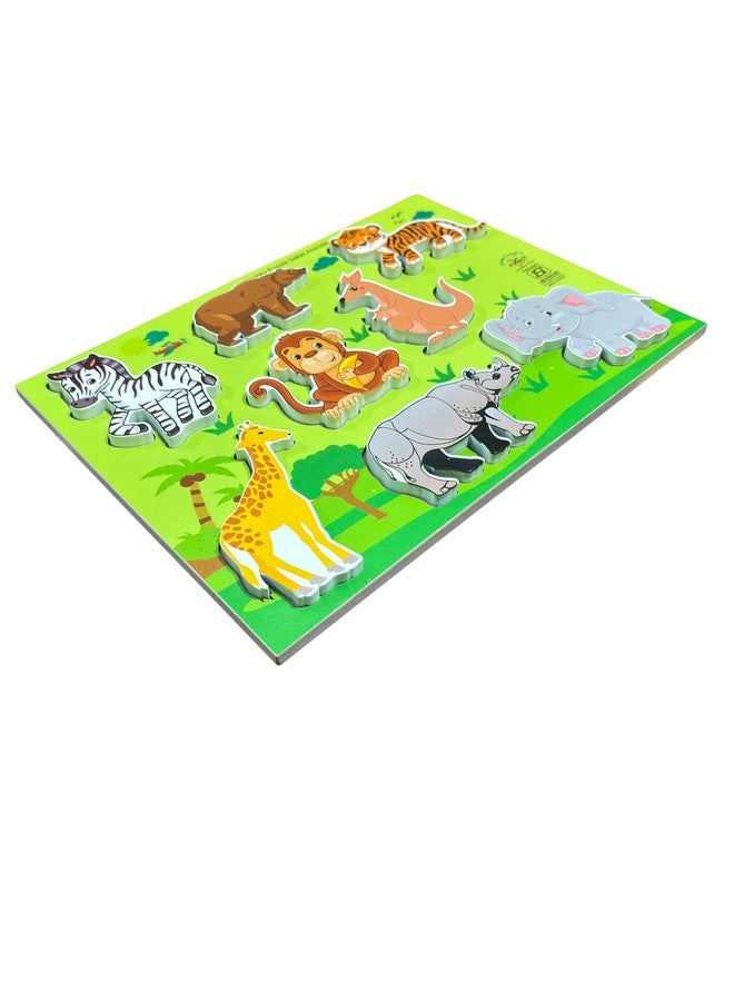 Kinder Creative Chunky Stacking Wild Animals Puzzle,Chunky Stacking Farm Animals Puzzle,Geometrical Column Blocks for Toddlers, Educational Puzzle and Toys for Kids Pack of 3 - Image 3